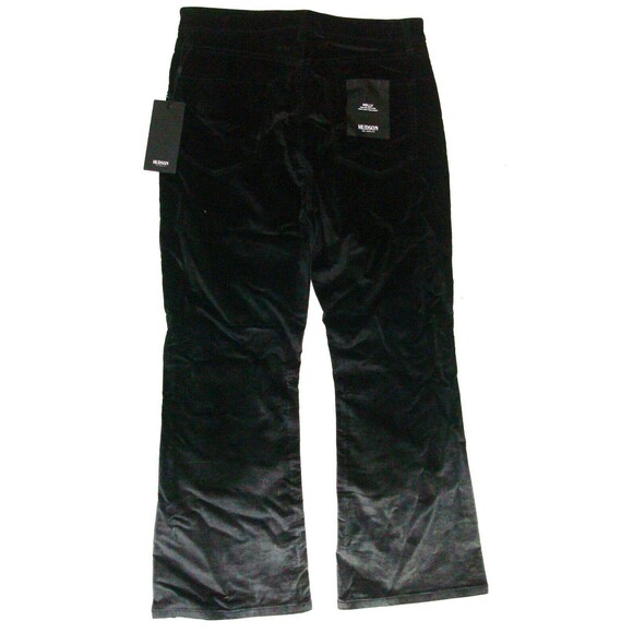 New Womens Designer Hudson Jeans 31 Black Silver NWT $225 Velvet Crop Pants High - Picture 5 of 7
